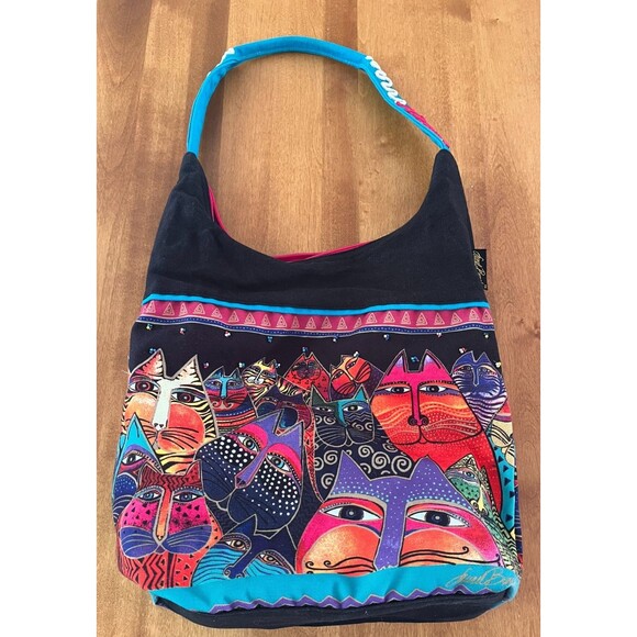 Laurel Burch Handbags - Laurel Burch Fantasticats Cat Pattern Shoulder Bag Purse Beaded READ